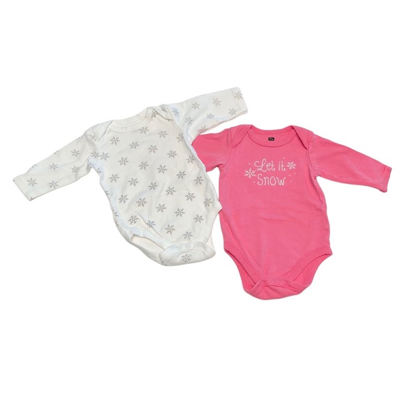 (NWOT) HB Pink and White Snowflake Kids One Piece Bundle Set | Baby Girl 3 Month - Picture 1 of 7